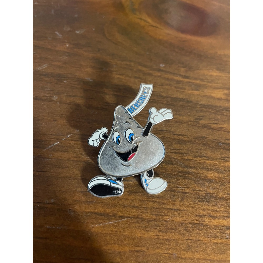 Hersheys Kisses Character Enamel Lapel Pin Silver Tone Candy Advertising Logo
